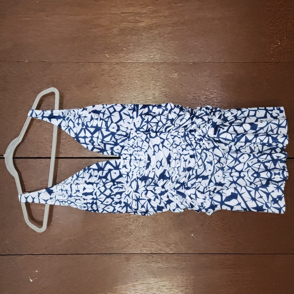 Tie-Dye Shirred V-Neck Swimdress